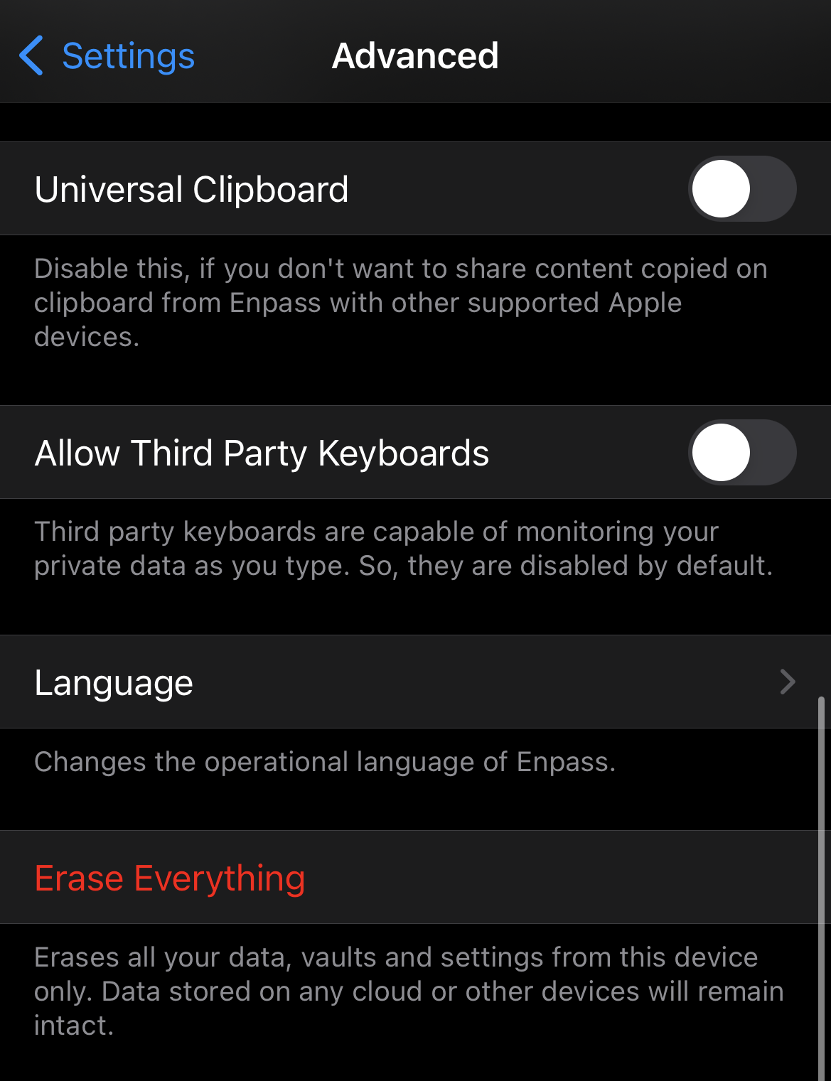 Change Enpass language in iOS device
